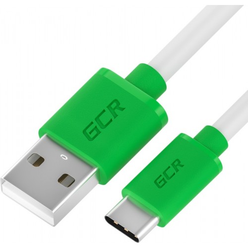 Кабель Greenconnect QC 1.5m, TypeC, быстрая зарядка, белый TPE, зеленые коннекторы, 28/22 AWG, GCR-52721 GCR-52721