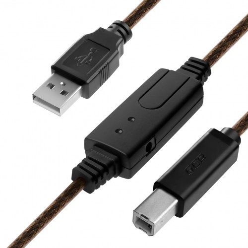 Кабель Greenconnect USB 2.0 с активным усилителем сигнала 10.0m  AM/BM, 24/22 AWG экран, армированный, морозостойкий, разъём для доп.питания, черно-прозрачный, GCR-UPC3M1-BD2S-10.0m GCR-UPC3M1-BD2S-10.0m