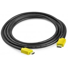 Кабель Greenconnect 1.0m HDMI версия 2.0, HDR 4:2:2, Ultra HD, 4K 60 fps 60Hz/5K*30Hz, 3D, AUDIO, 18.0 Гбит/с, 28/28 AWG, OD7.3mm, тройной экран, черный, желтые коннекторы, GCR-HM441-1.0m 