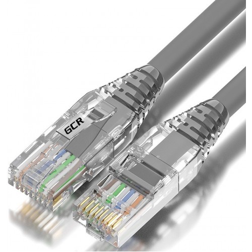 Патч-корд GCR сборный 5.0m LSZH UTP кат.5e, серый, коннектор прозрачный+ABS колпачок, 24 AWG, ethernet high speed 1 Гбит/с, RJ45, T568B, GCR-52677 GCR-52677