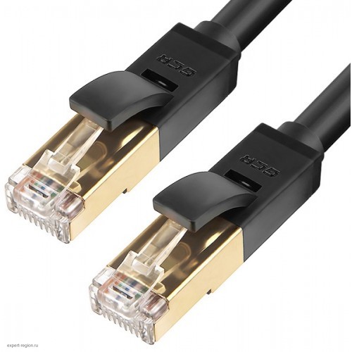 Патч-корд Greenconnect PROF категории 7 ethernet  0.15m F/FTP,  RJ45, CU, 28 AWG, литой, прямой , черный, экранированные коннекторы GCR-LNC701-0.15m