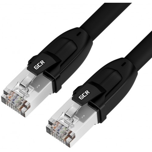 Патч-корд GCR PROF кат.8 ethernet  0.5m F/FTP,  RJ45, CU, 26 AWG, литой, прямой, черный, экранированные коннекторы, GCR-52346 GCR-52346