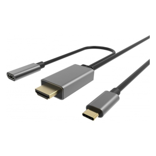 Кабель-адаптер VCOM USB 3.1 Type-Cm --> HDMI A(m) 4K@60Hz, 1.8m , PD, Alum Shell, CU423MCPD-1.8M