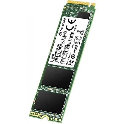 Твердотельный накопитель Transcend MTE220S SSD 512GB, 3D TLC, M.2 (2280), PCIe Gen 3.0 x4, NVMe, R3300/W2100, TBW 1100 TS512GMTE220S