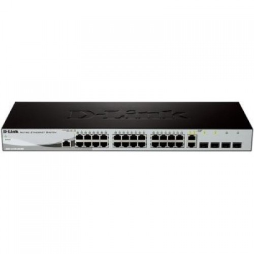 Коммутатор D-Link DGS-1210-28/ME/B2A, L2 Managed Switch with 24 10/100/1000Base-T ports and 4 1000Base-X SFP ports.16K Mac address, 802.3x Flow Control, 4K of 802.1Q VLAN, 802.1p Priority Queu