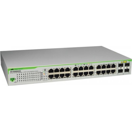 Коммутатор Allied Telesis 20x10/100/1000T + 4x10/100/1000T or SFP WebSmart switch (VLAN group, Port Trunking, Port Mirroring, QoS, 19\