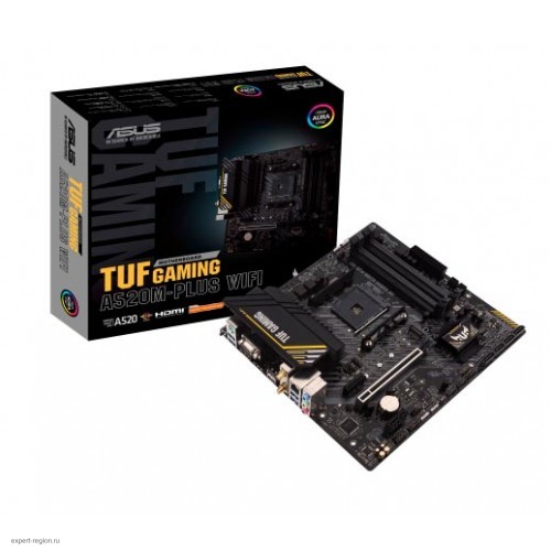 Материнская плата ASUS TUF GAMING A520M-PLUS WIFI, Socket AM4, A520, 4*DDR4,  D-Sub+DVI+HDMI, SATA3 + RAID, Audio, Gb LAN, USB 3.2*7, USB 2.0*5, COM*1 header (w/o cable), mATX ;90MB17F0-M0EAY0