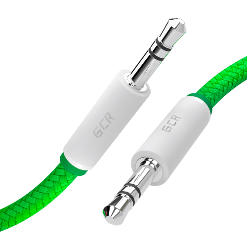 Кабель аудио Greenconnect 0.5m jack 3,5mm/jack 3,5mm зеленый нейлон, белые коннекторы зеленая окантовка, ультрагибкий, 28 AWG, M/M, Premium, экран, стерео, GCR-AVC8262-0.5m GCR-AVC8262-0.5m