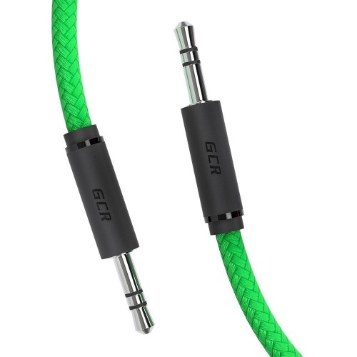 Кабель Greenconnect 1.5m аудио jack 3,5mm/jack 3,5mm зеленый нейлон, черные коннекторы, 28 AWG, M/M, экран, GCR-51739 GCR-51739