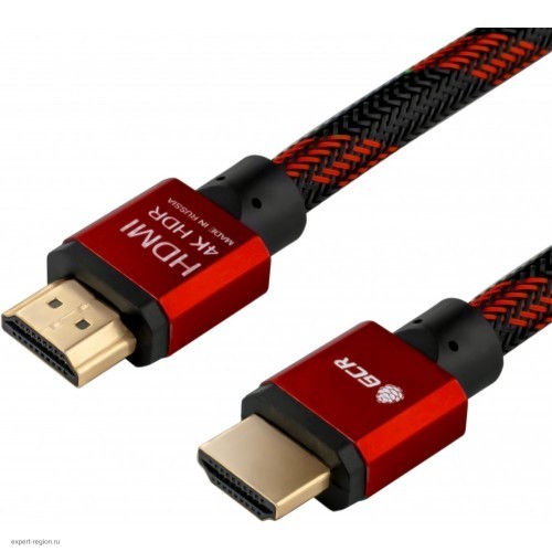 Кабель GCR 1.5m HDMI 2.0, BICOLOR нейлон, AL корпус красный, HDR 4:2:2, Ultra HD, 4K 60 fps 60Hz/5K*30Hz, 3D, AUDIO, 18.0 Гбит/с, 28AWG. GCR-52162