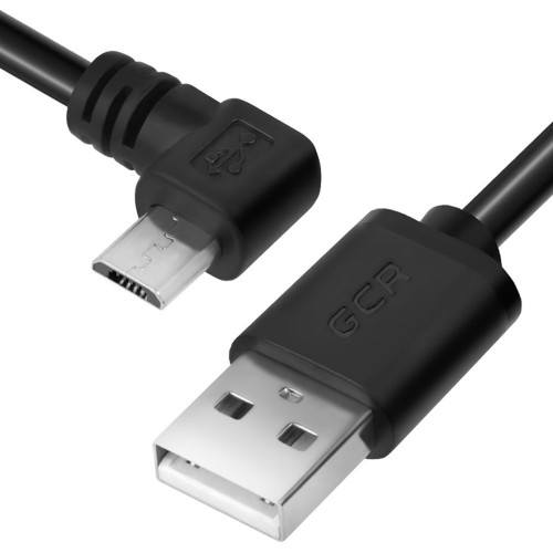 Кабель Greenconnect 0.75m USB 2.0, AM/microB 5pin угловой, черный, 28/28 AWG, экран, армированный, морозостойкий, GCR-UA8AMCB6-BB2S-0.75m