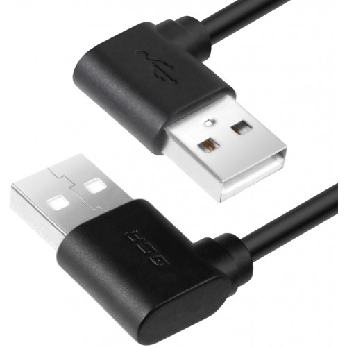 Кабель Greenconnect 0.2m USB 2.0, AM угловой/AM угловой, 28/28 AWG, экран, армированный, морозостойкий, GCR-AUM5AM-BB2S-0.2m