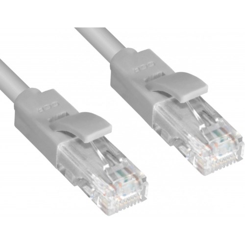 Патч-корд прямой Greenconnect 0.2m UTP кат.6, серый, 24 AWG, литой, GCR-LNC603-0.2m, ethernet high speed, RJ45, T568B GCR-LNC603-0.2m