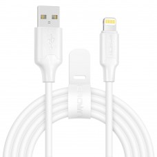 Кабель USB AM - Lightning 8 для iPhone, iPad 2м, Crown 3018L 2A, белая оплетка