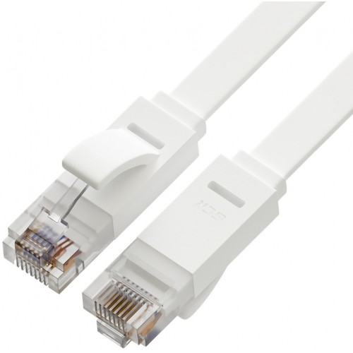 Патч-корд Greenconnect PROF плоский прямой 3.0m, UTP медь кат.6, белый, 30 AWG, GCR-LNC625-3.0m, ethernet high speed 10 Гбит/с, RJ45, T568B, GCR-51793 GCR-51793