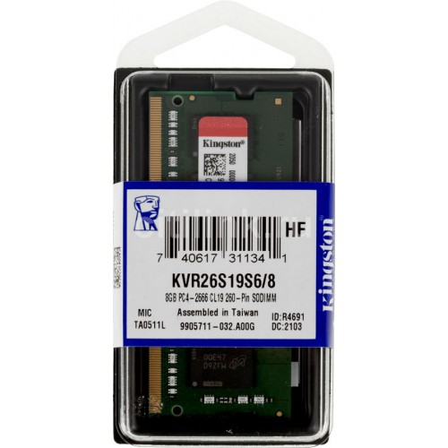 Оперативная память Kingston DDR4 8GB (PC4-21300) 2666MHz 1R x16 16Gbit SO-DIMM