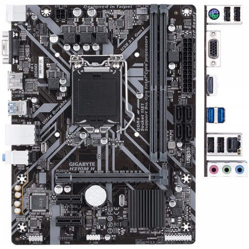 Материнская плата GIGABYTE H310M H REV1.0  LGA1151 H310 PCI-E Dsub+HDMI GbLAN SATA 2DDR4 MicroATX