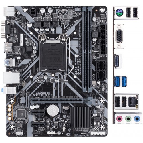 Материнская плата GIGABYTE H310M H 2.0 REV1.0  LGA1151 H310 PCI-E Dsub GbLAN SATA 2DDR4 MicroATX