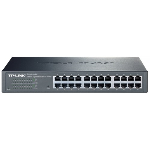 Коммутатор TP-Link 24 порта RJ45 10/100/1000 Мбит/с, VLAN на базе MTU/порта/тэга, QoS, IGMP Snooping, 1U 13-дюймовый