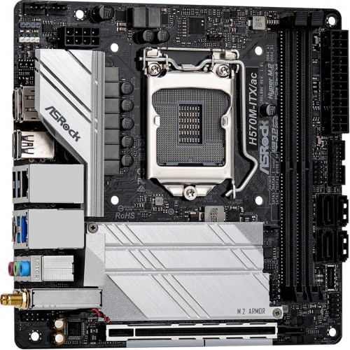 Материнская плата Asrock H570M-ITX/AC Soc-1200 Intel H570 2xDDR4 mini-ITX AC`97 8ch(7.1) 1 x 2.5Gigabit + Gigabit Ethernet+HDMI+DP