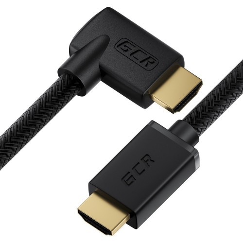 Кабель GCR 0.5m HDMI 2.0, M/M правый угол, черный нейлон, HDR 4:2:2, Ultra HD, 4K 60 fps 60Hz/5K*30Hz, 3D, AUDIO, 18.0 Гбит/с, 28/28 AWG, GCR-53295 GCR-53295