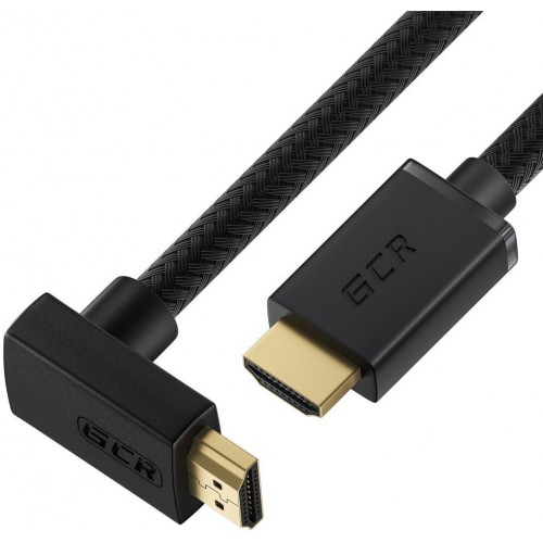 Кабель GCR 0.5m HDMI 2.0, M/M верхний угол, черный нейлон, HDR 4:2:2, Ultra HD, 4K 60 fps 60Hz/5K*30Hz, 3D, AUDIO, 18.0 Гбит/с, 28/28 AWG, GCR-53291 GCR-53291