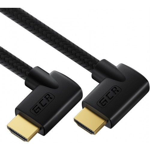 Кабель GCR 0.5m HDMI 2.0, M правый угол/M правый угол, черный нейлон, HDR 4:2:2, Ultra HD, 4K 60 fps 60Hz/5K*30Hz, 3D, AUDIO, 18.0 Гбит/с, 28/28 AWG, GCR-53277 GCR-53277