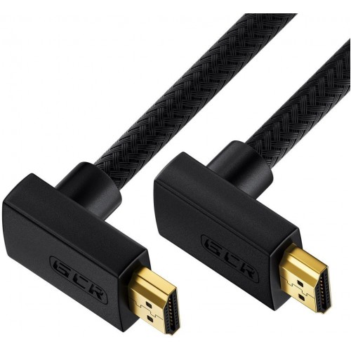 Кабель GCR 0.5m HDMI 2.0, M верхний угол/M верхний угол, черный нейлон, HDR 4:2:2, Ultra HD, 4K 60 fps 60Hz/5K*30Hz, 3D, AUDIO, 18.0 Гбит/с, 28/28 AWG, GCR-53273 GCR-53273