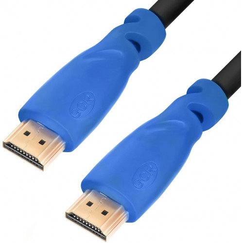 Кабель Greenconnect 0.3m HDMI версия 2.0, HDR 4:2:2, Ultra HD, 4K 60 fps 60Hz/5K*30Hz, 3D, AUDIO, 18.0 Гбит/с, 28/28 AWG, OD7.3mm, тройной экран, черный, синие коннекторы, GCR-HM331-0.3m GCR-HM331-0.3m