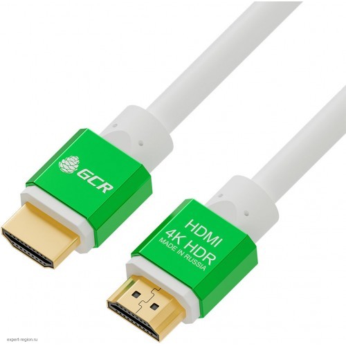 Кабель Greenconnect 2.0m HDMI версия 2.0, HDR 4:2:2, Ultra HD, 4K 60 fps 60Hz/5K*30Hz, 3D, AUDIO, 18.0 Гбит/с, 28/28 AWG, OD7.3mm, тройной экран, белый, AL корпус зеленый, GCR-51294 GCR-51294