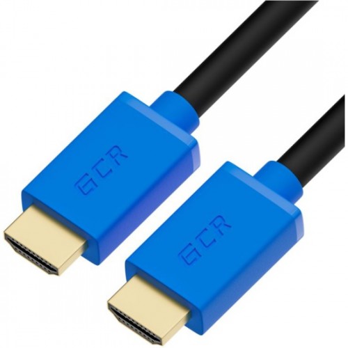 Кабель Greenconnect 1.5m HDMI версия 2.0, HDR 4:2:2, Ultra HD, 4K 60 fps 60Hz/5K*30Hz, 3D, AUDIO, 18.0 Гбит/с, 28/28 AWG, OD7.3mm, тройной экран, черный, синие коннекторы, GCR-HM431-1.5m GCR-HM431-1.5m