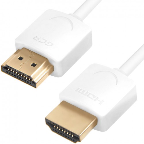 Ультратонкий кабель GCR HDMI2.0 для AppleTV, SLIM, 1.5m, белый, OD3.8mm, HDR 4:2:0, Ultra HD, 4K60Hz, 18.0 Гбит/с, 32/32 AWG GCR-51482