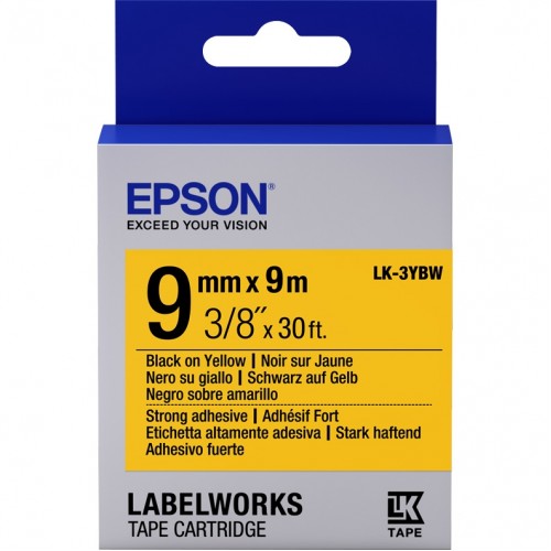 Лента Epson Tape LK-3YBW Strng adh Blk/Yell 9/9 C53S653005