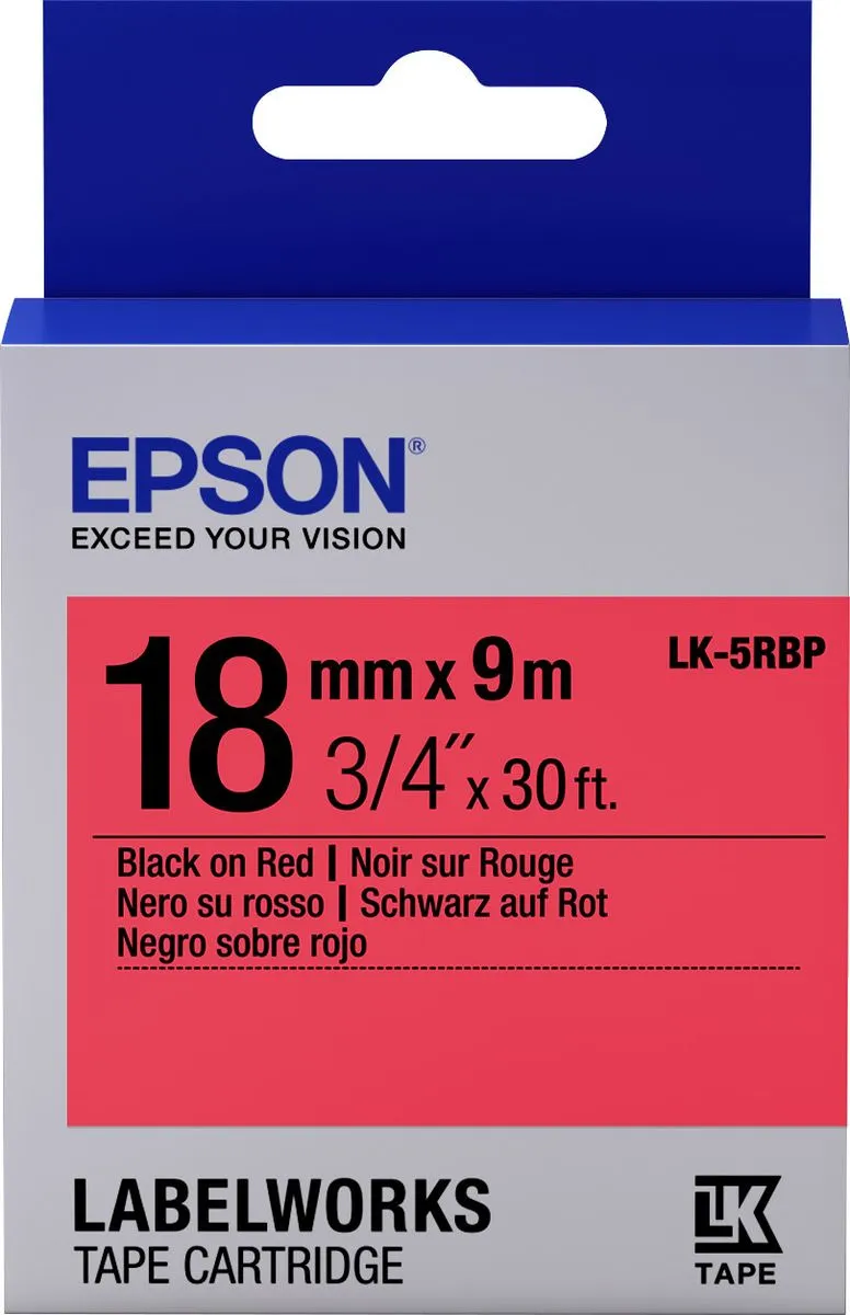 Лента Epson Tape - LK5RBP Pastel Blk/Red 18/9 C53S655002