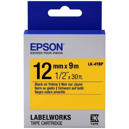 Лента Epson Tape LK-4YBP Pastel Blk/Yell 12/9 C53S654008