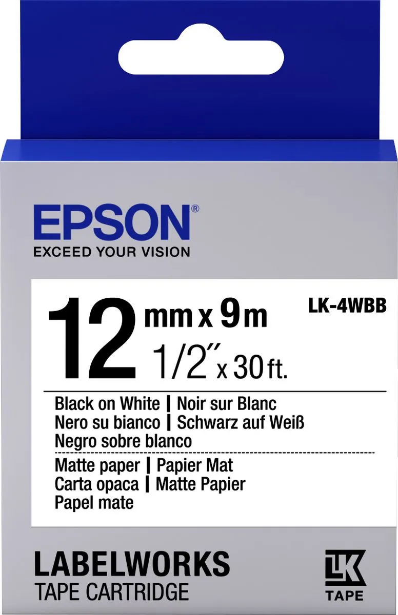 Лента Epson LK-4WBB Black/White 12/9 C53S654023