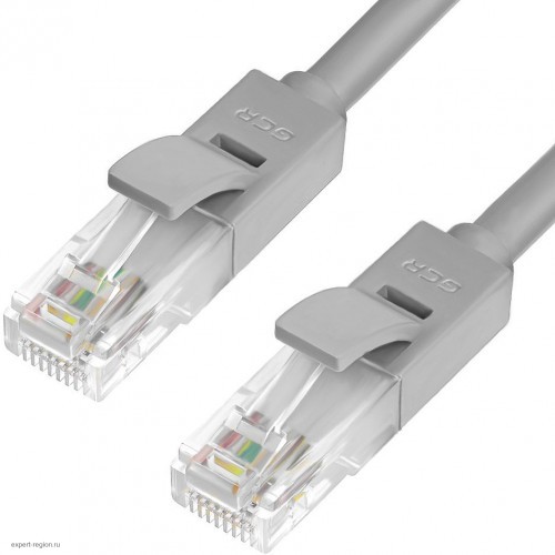 Патч-корд прямой GCR 0.1m UTP кат.6, серый, 24 AWG, литой, ethernet high speed, RJ45, T568B GCR-LNC603-0.1m