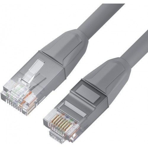 Патч-корд прямой GCR 1.0m LSZH UTP кат.6, серый, 24 AWG, литой без фиксатора, ethernet high speed, RJ45, T568B, GCR-52748