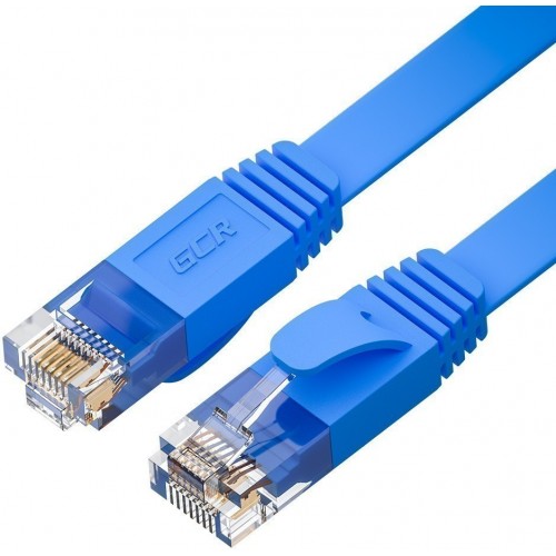 Патч-корд GCR PROF плоский прямой 2.0m, UTP медь кат.6, синий, 30 AWG, ethernet high speed 10 Гбит/с, RJ45, T568B GCR-52860