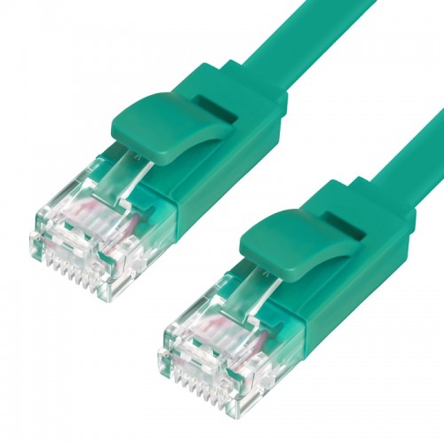 Патч-корд Greenconnect PROF плоский прямой 0.5m, UTP медь кат.6, зеленый, 30 AWG, GCR-LNC625-0.5m, ethernet high speed 10 Гбит/с, RJ45, T568B GCR-LNC625-0.5m