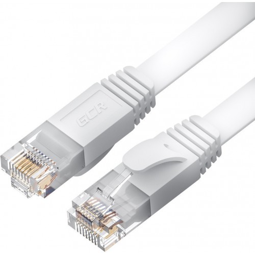 Патч-корд GCR PROF плоский прямой 1.5m, UTP медь кат.6, белый, 30 AWG, ethernet high speed 10 Гбит/с, RJ45, T568B, GCR-52848