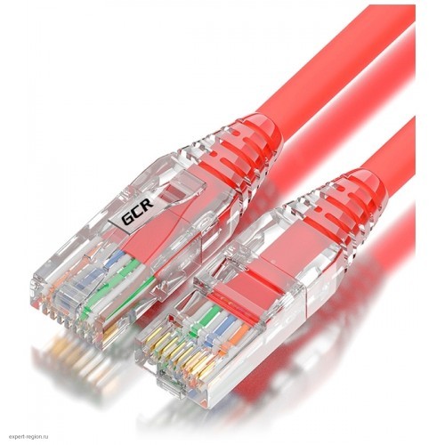 Патч-корд сборный GCR 3.0m LSZH UTP кат.5e, красный, коннектор прозрачный+ABS колпачок, 24 AWG, ethernet high speed 1 Гбит/с, RJ45, T568B, GCR-52673 GCR-52673