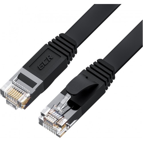 Патч-корд GCR PROF плоский прямой 3.0m, UTP медь кат.6, черный, 30 AWG, ethernet high speed 10 Гбит/с, RJ45, T568B, GCR-52870