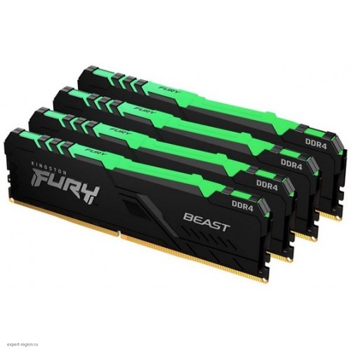 Память оперативная Kingston 32GB 3200MHz DDR4 CL16 DIMM (Kit of 4) FURY Beast RGB KF432C16BBAK4/32