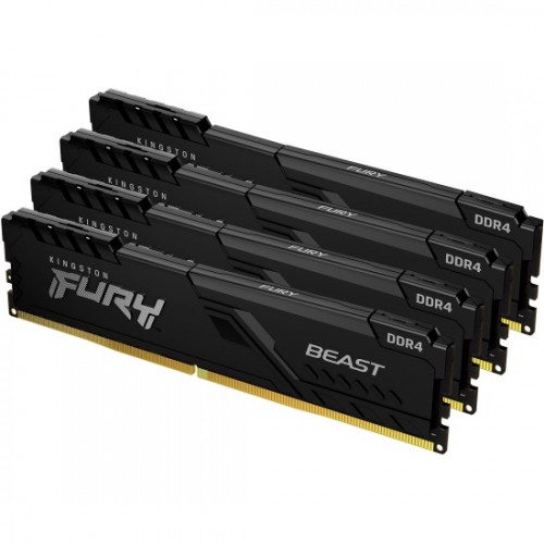 Память оперативная Kingston 64GB 3000MHz DDR4 CL15 DIMM (Kit of 4) 1Gx8 FURY Beast Black KF430C15BB1K4/64