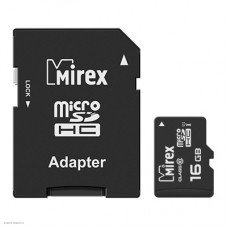 Флеш Карта Памяти (MicroSDHC) 16GB Mirex class 10 UHS-I + SD адаптер 13613-ADSUHS16