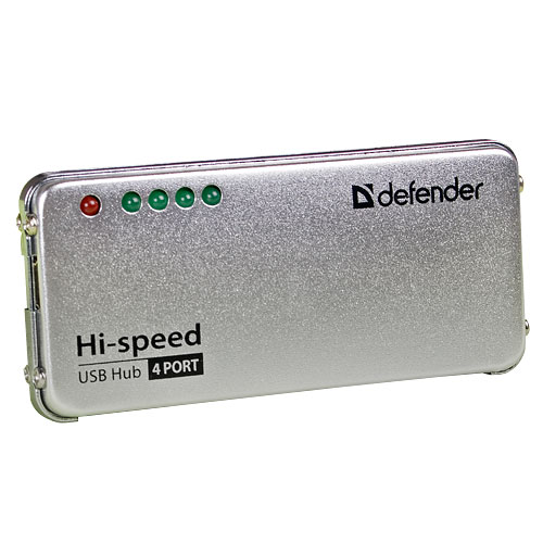 Концентратор USB 2.0 Defender Quadro 4 ports, Alum, ext, rtl