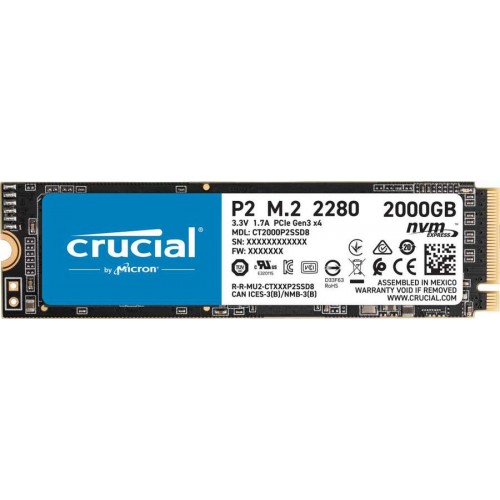 Накопитель Crucial SSD Disk P2 2000GB ( 2Tb ) M.2 2280 NVMe (PCIe Gen 3 x4) SSD (2400 MB/s Read 1900 MB/s Write)