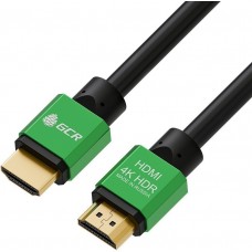 Кабель Greenconnect 0.75m HDMI версия 2.0, HDR 4:2:2, Ultra HD, 4K 60 fps 60Hz/5K*30Hz, 3D, AUDIO, 18.0 Гбит/с, 28/28 AWG, OD7.3mm, тройной экран, черный, AL корпус зеленый GCR-50960