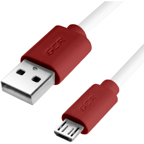 Кабель Greenconnect 0.5m USB 2.0, AM/microB 5pin, белый, красные коннекторы, 28/28 AWG, экран, армированный, морозостойкий, GCR-51500